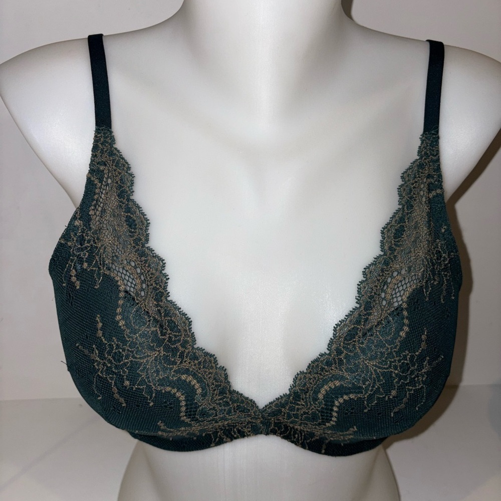 SPANX Forest Green Lace Trim Bra